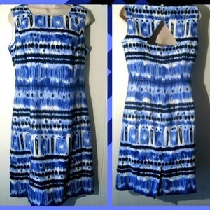 Tahari dress like new- Blue White water color Sz 8